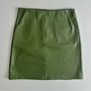 HAVE Forest Green Faux Leather Pencil Skirt Fall/Winter Workwear Trendy